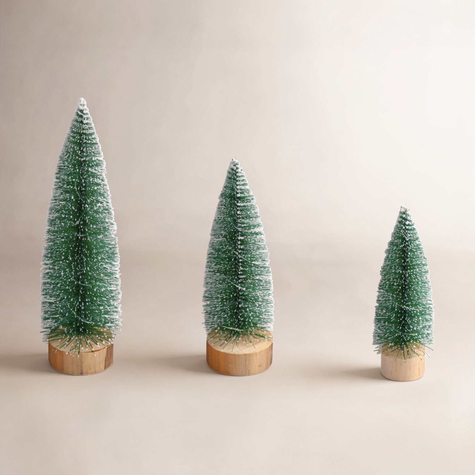 Snow-Covered LED Bottlebrush Tree Set