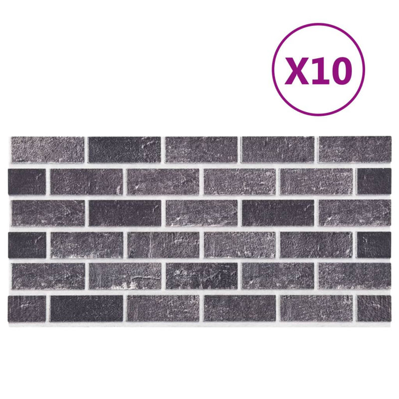 Black and Gray 3D Textured Brick Wall Panels, 39.4 x 19.7 in