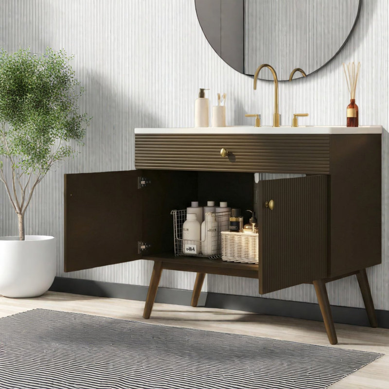 Meuble-lavabo et lavabo en bois aggloméré