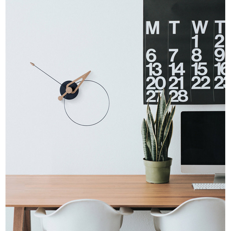 Solid Wood, Fibreglass Analog Wall Clock, Black Oak