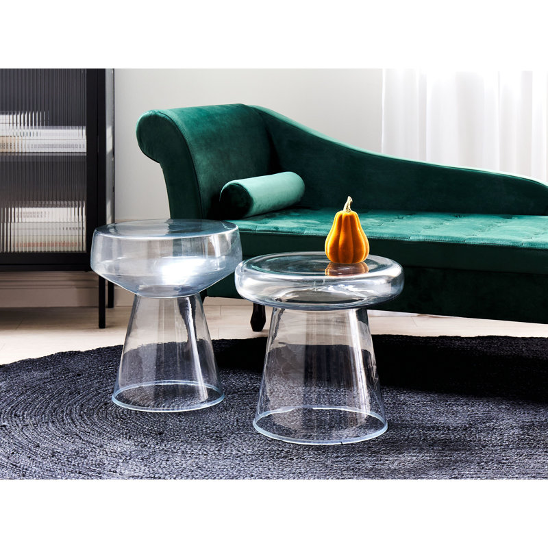 Caithlyn Glass Top Pedestal End Table, Clear