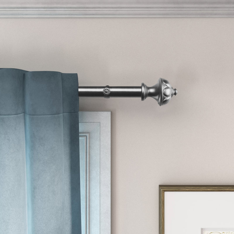 Tringle de rideau de coin simple réglable en métal Kravitz, 28 po à 48 po, Nickel satiné