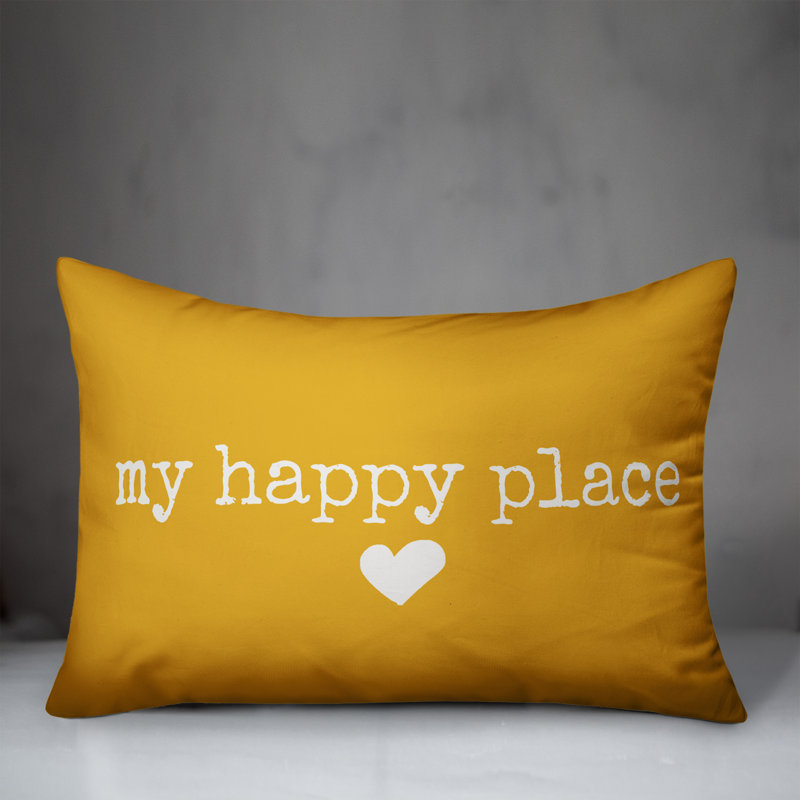 Textual Outdoor Reversible Throw Pillow, Yellow
