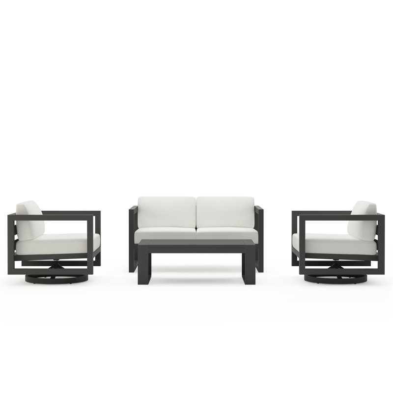 Avion 4 Piece Loveseat Set With Swivel, Canvas Natural Sunbrella® Canvas, Slate
