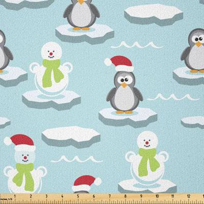 Fabric by the meter, Penguin Snowman ice floe, multi -colored, 1 meter
