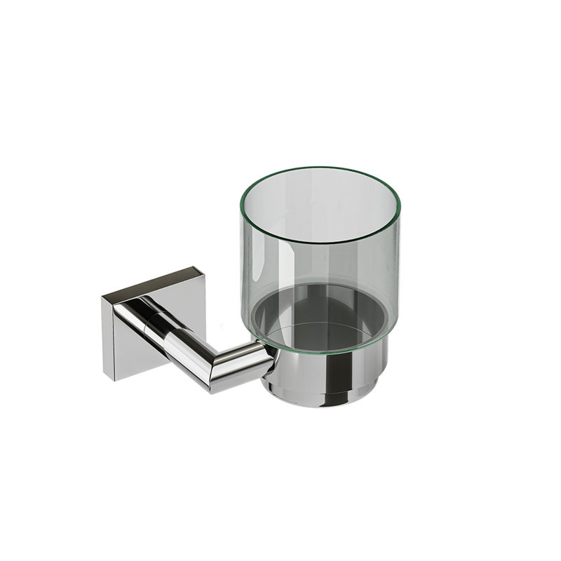 Crater Wall-Mounted Glass Tumbler - Chrome, Premium Brass Construction, Installation Hardware Included, Chrome