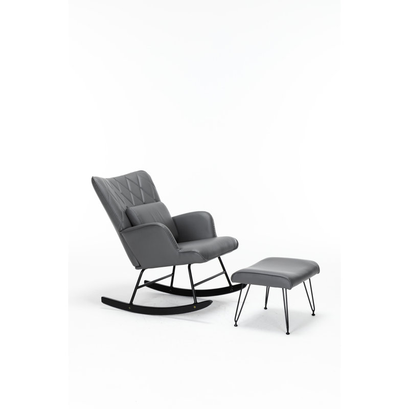 Chaise berçante de soutien pour une assise confortable - Option de chambre grise avec coussin lombaire pour la chambre de bébé