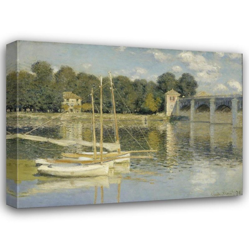 "Le pont d'Argenteuil" par Claude Monet - Toile tendue avec châssis, H 24 po x l 17 po
