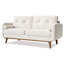 Canapé confortable 2 places Mid-Century moderne de 65 po avec revêtement en lin et sièges profonds, causeuse pour chambre à coucher ou petit espace, laine d'agneau beige-125087445