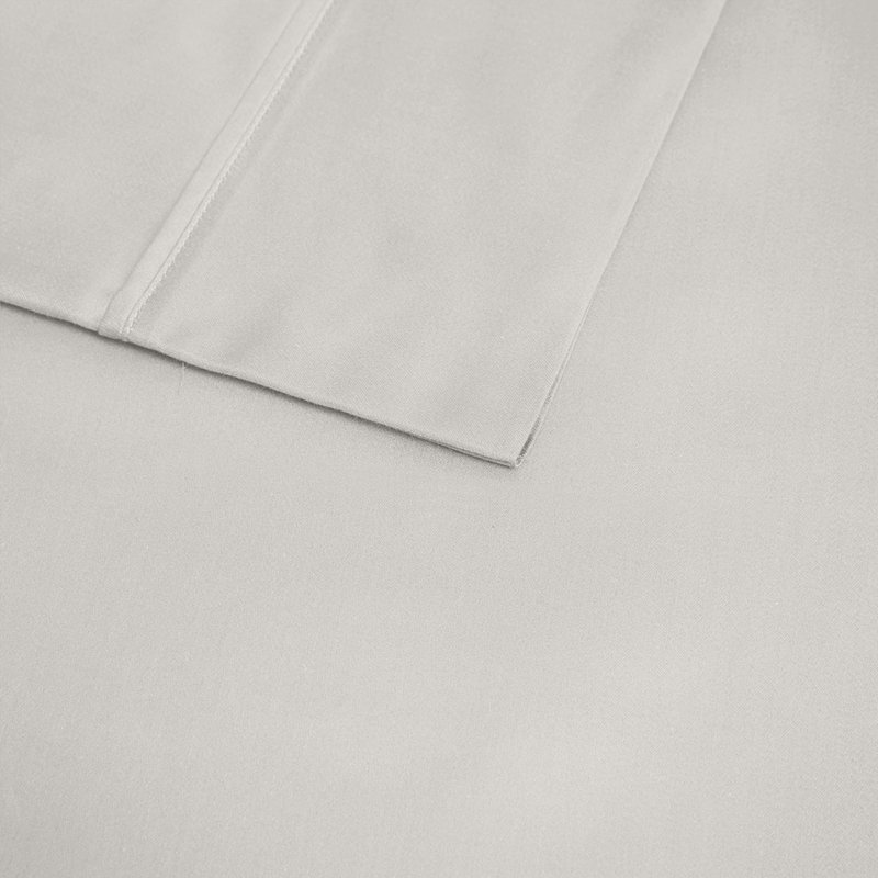 Ensemble de draps en coton Gracie Mills Aryn 300TC BCI, Ensemble de draps pour lit simple avec 1 taie d'or, gris
