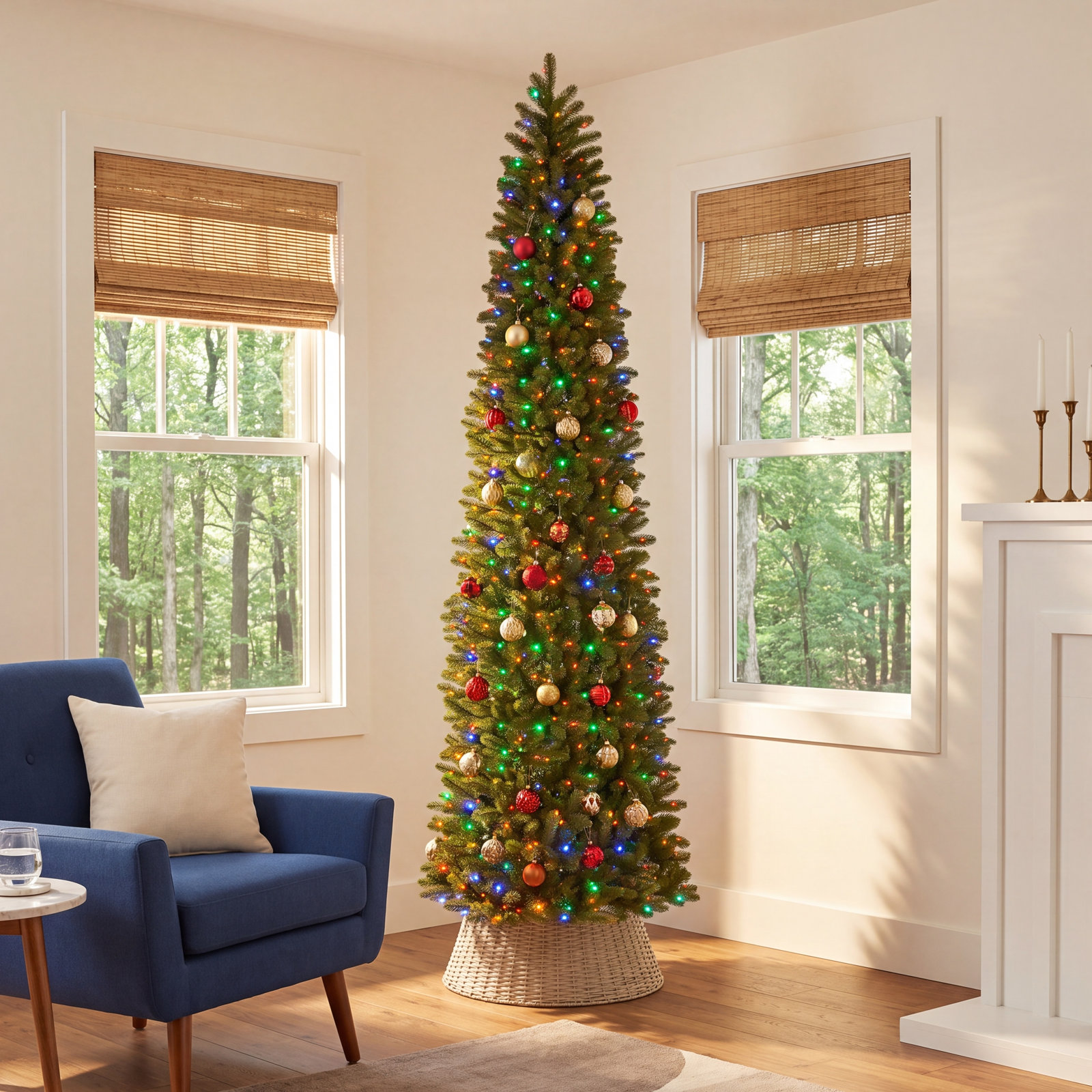 Slim Pre-Lit Fir Christmas Tree, 12'