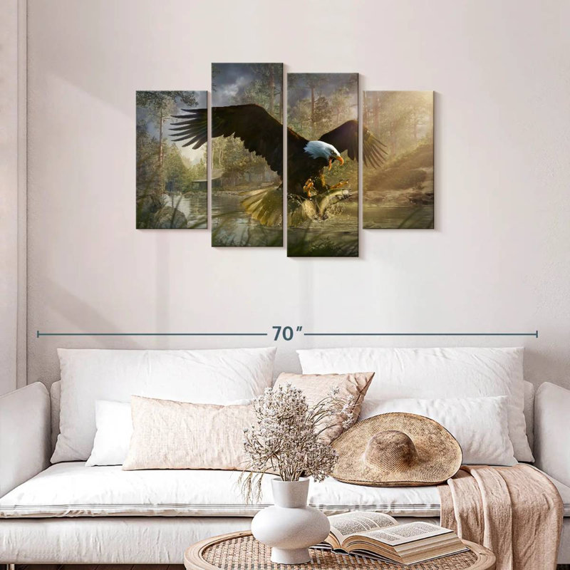 Brampt Bald Eagle Catching Fish, 27" H x 43" W