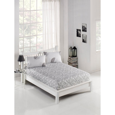 Premium Single Sheet Set, Grey & White, Fits Twin XL (38 x 80) | 65% Cotton / 35% Polyester, 120 Thread Count, Machine Washable, Envelope Closure Pillowcase (1 Piece) | Soft, Durable, Perfect for Comfortable Sleep