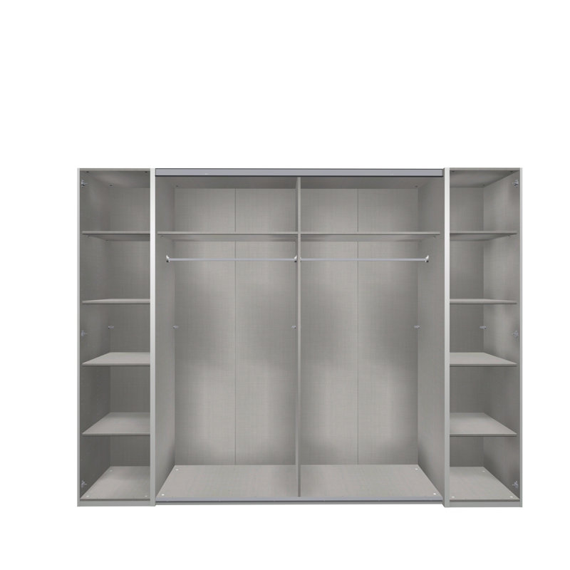 Ranchero 4 Door Manufactured Wood Wardrobe, 210cm H x 315cm W x 65cm D, Graphite/Mud oak