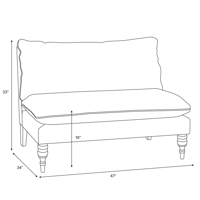 Red from Scalamandre Crafted by Cloth & Company Concord Settee in Solids, Slubby Navy Linen