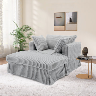 Izeyah 47.8"W Luxury Corduroy Modular Chaise Lounge
