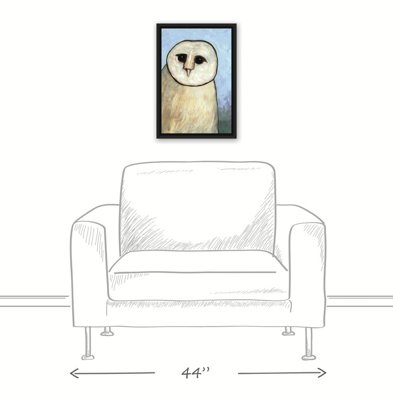 " Barn Owl ", 18" H x 12" W, Black Framed