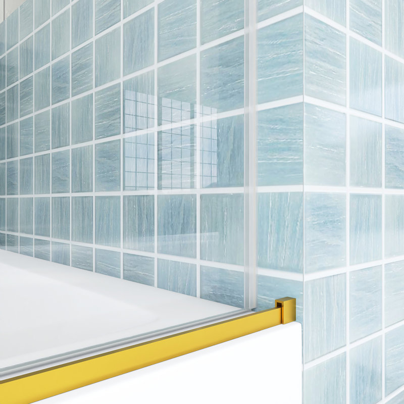 56-60" W × 60" H Single Sliding Semi-Frameless Tub Door, Brushed Gold