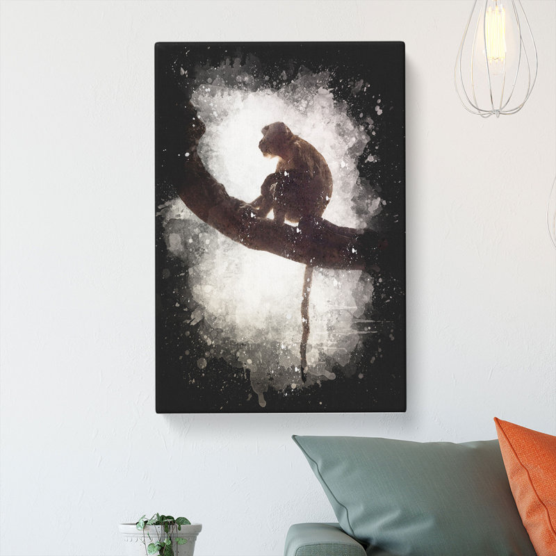 Long-Tailed Macaque Monkey - Wrapped Canvas, 60cm H x 40cm W x 3cm D