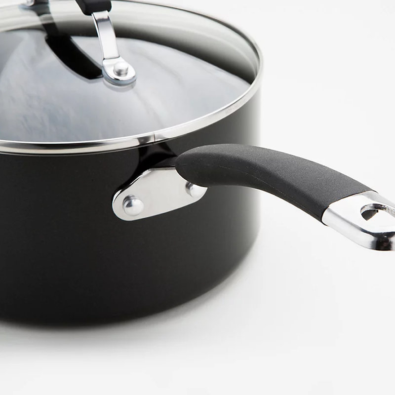 Meyer induction Compatible Non-Stick Dishwasher Safe Aluminium - 5 Piece Saucepan and Frying Pan Set - 14cm Milkpan, 16/18/20cm Saucepans and 24cm Frying Pan