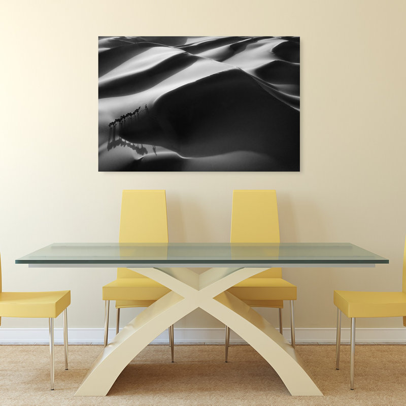 Désert dune caravane, paysage dramatique minimaliste, impression d'art mural, 32" H x 48" W