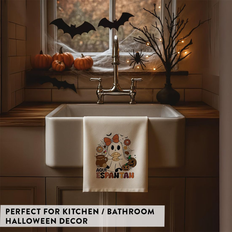 Serviette de cuisine d'Halloween, débarbouillette en coton