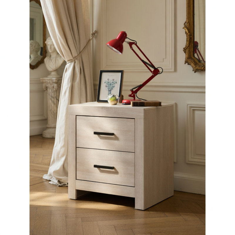 Table de chevet 2 tiroirs Brantford, Blanc