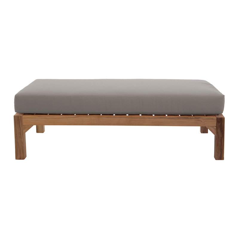Portingale Outdoor Teak Ottoman, Taupe
