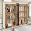Armoire murale avec porte en verre Farmhouse | Rangement en bois rustique pour salle de bain et cuisine | Finition bicolore blanche et brune | Conception peu encombrante
