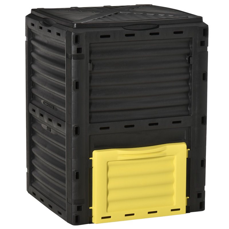 Composteur d'extérieur à grande capacité Outsunny, Jaune, H 32 po x l 23,75 po x P 23,75 po