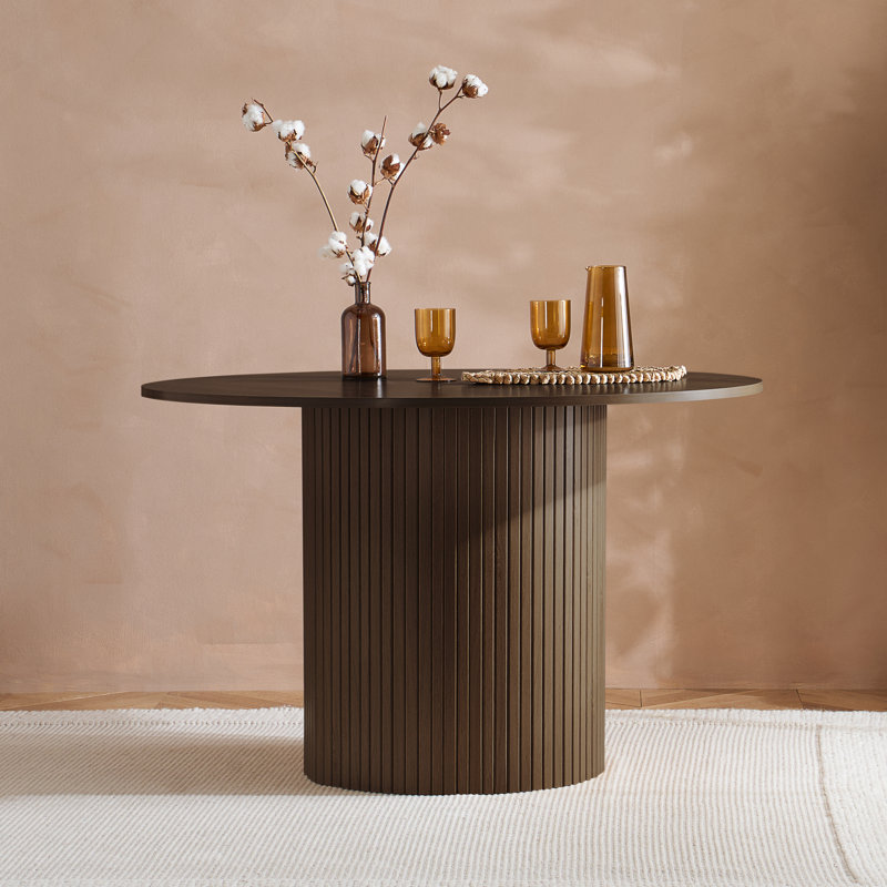 Suire ROUND FLUTED DINING TABLE , Brown