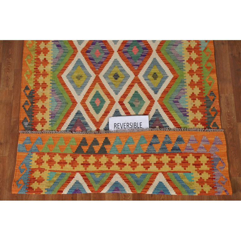 Tapis géométrique en laine Kilim