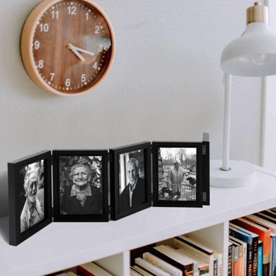 4X6in 5 Folding Picture Frame - Christmas Collage Photo Frame For Desk, Foldable Hinged Photo Frame With 5 Opening, Tabletop Multiple Family Picture Frame For Christmas Birthday Gifts