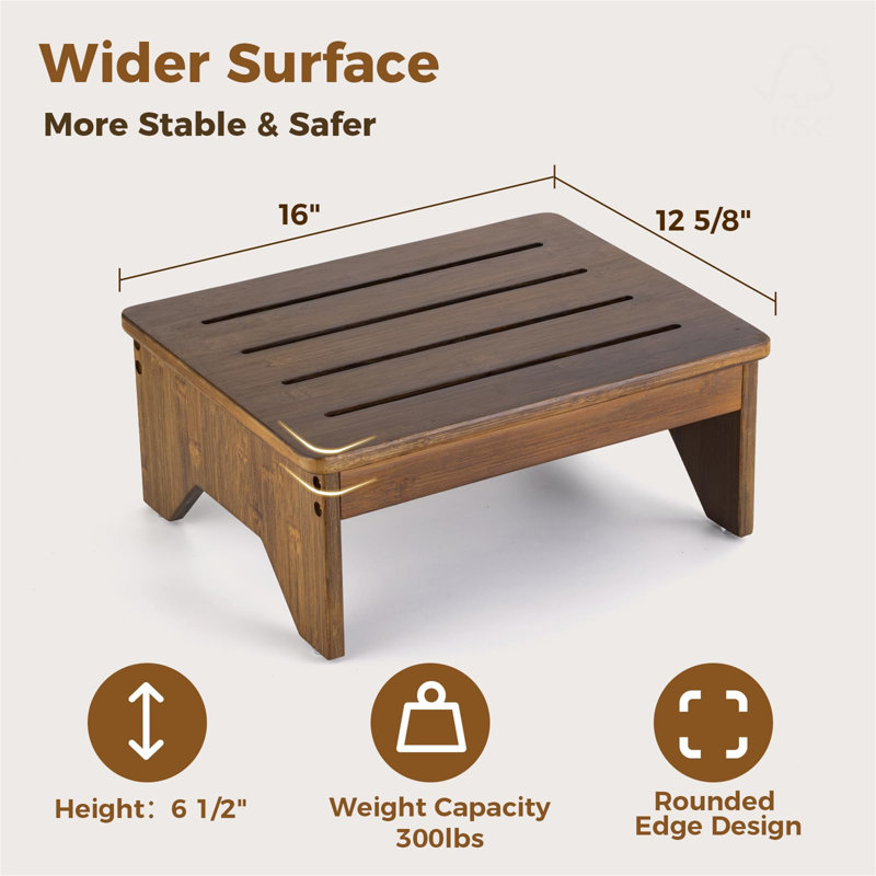 Burmeister Manufactured Wood Step Stool, Dark Brown
