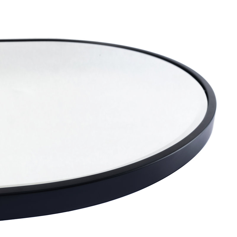 Mcfarren Metal Arch Wall Mirror, Matte Black/Bevel Edge