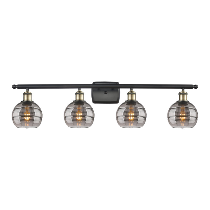 Chartoff 4 - Light Dimmable Vanity Light, Black Antique Brass, Light Smoke