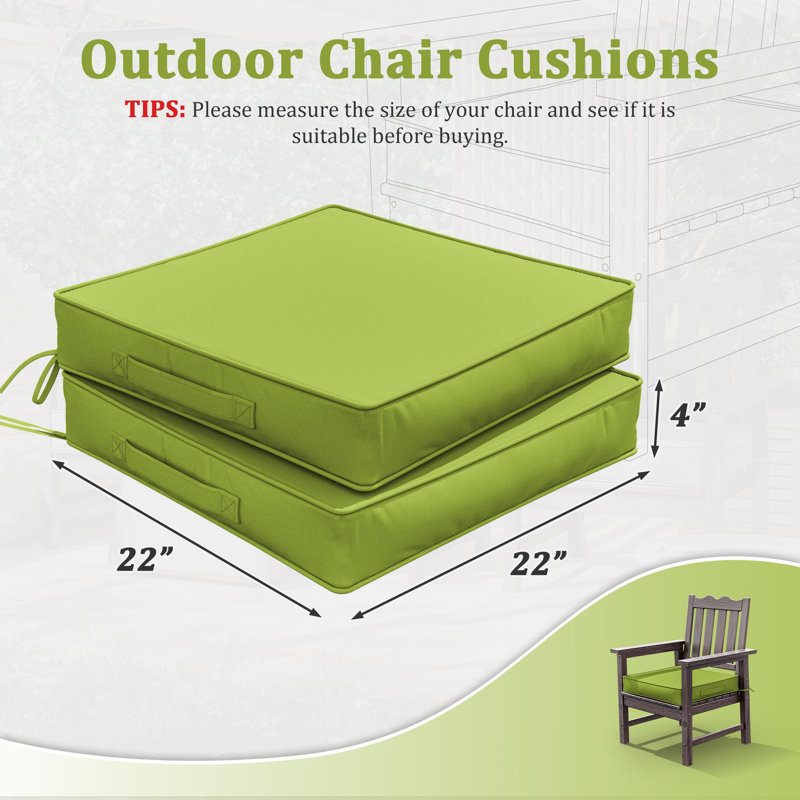 Outdoor 4” Seat Cushions And 22”X22” Outdoor Cushions Dining Seat Cushions , Grass Green