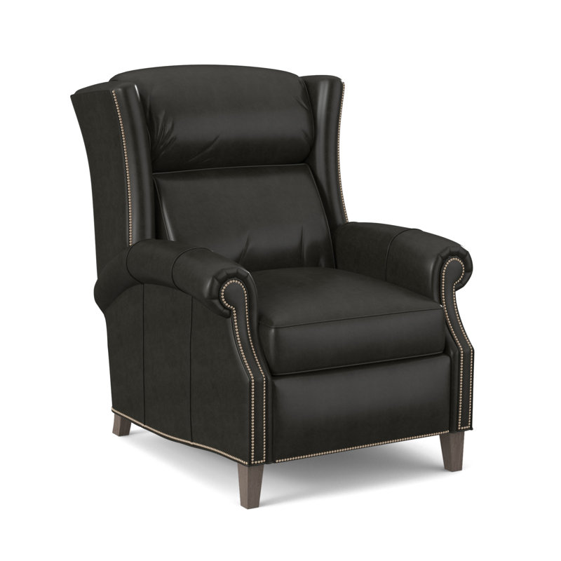 Broderick Recliner, #9 Nickel, Outsider Raven Genuine Leather, Stone
