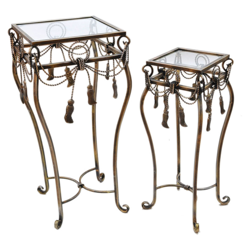 Glass Top Cross Legs Nesting Tables