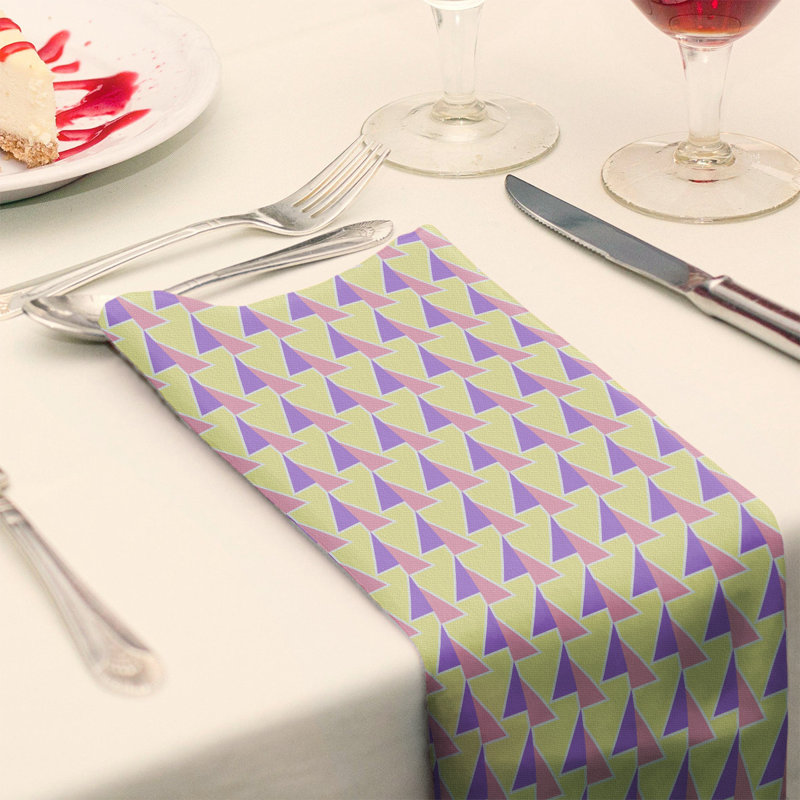 Serviette de table en coton à motif de flèches déplacées, Mauve / jaune / rose, H 0,1 po x l 22 po x P 22 po, Croisé en coton