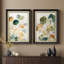 «Soft Green and Beige Botanical Leaves», ensemble de 2 reproductions d'art encadrées de qualité supérieure sur papier 26 po x 36 po-128706178