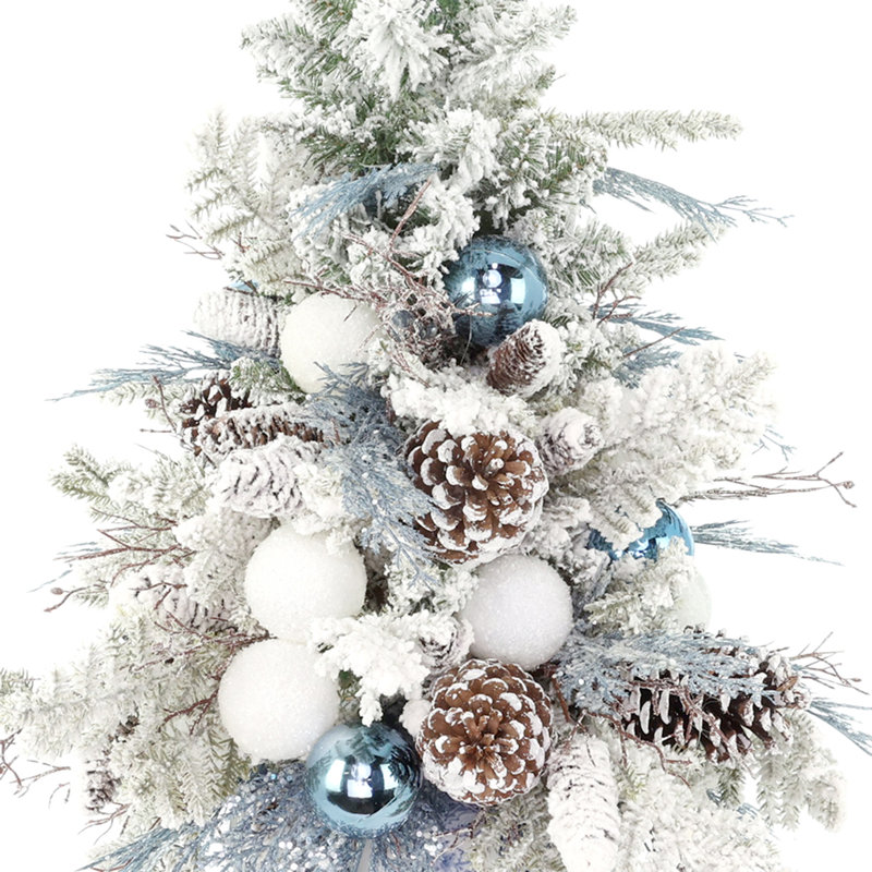 Holiday Tree with Ornaments and Pinecones in Decorative Vase