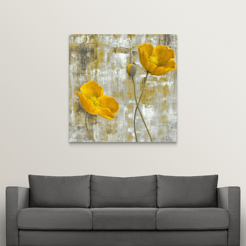 «Yellow Flowers I» par Carol Black, reproduction d'art, H 10 po x l 10 po x p 1,5 po, Toile
