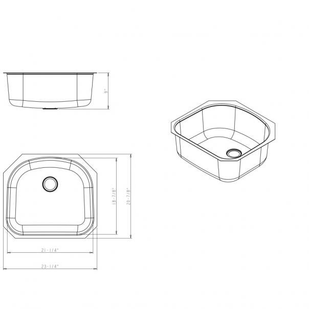 23.25 " L x 20.875 " W Stainless Steel Undermount Service Sink