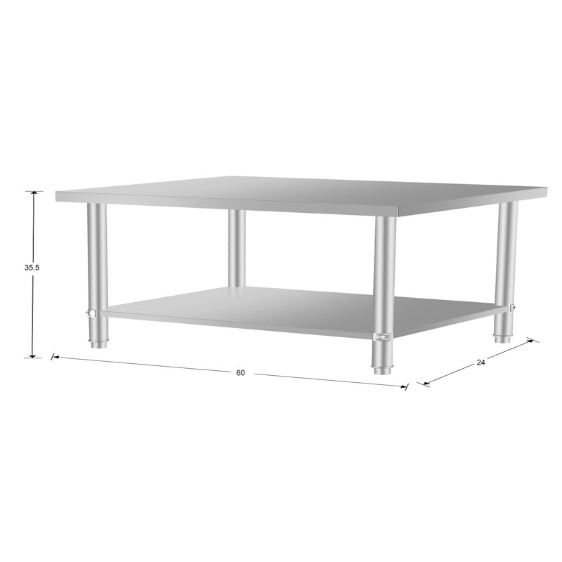 Table de travail de cuisine commerciale en acier inoxydable de 24 po de largeur et de 60 po de longueur, 35,5 po de hauteur, fonction fiable et facile à entretenir