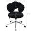 Chaise de bureau ergonomique à hauteur réglable avec revêtement en tissu noir et fonction pivotante.