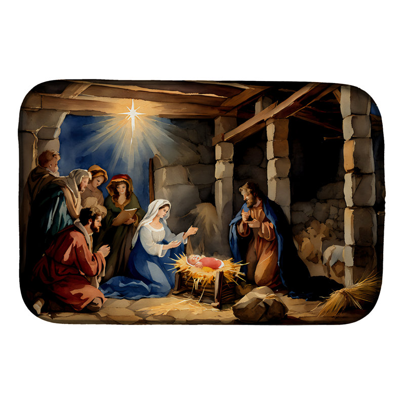 Christmas Nativity Scene Dish Drying Mat