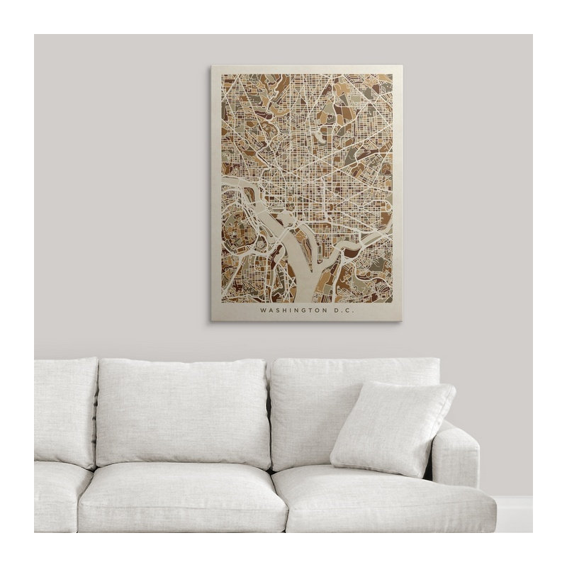 «Washington DC Street Map» par Bellen, impression, H 48 po x l 36 po x P 1,5 po, Toile