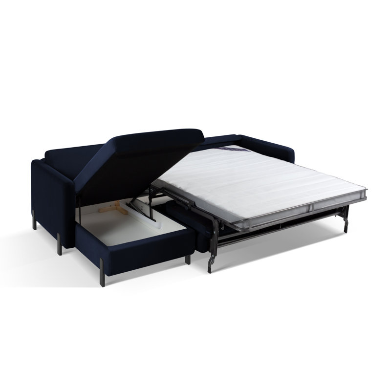 Bejna 3 Seater Velvet Sofa Bed, Left Hand Facing, Royal Blue, 80cm H x 170cm W x 260cm D