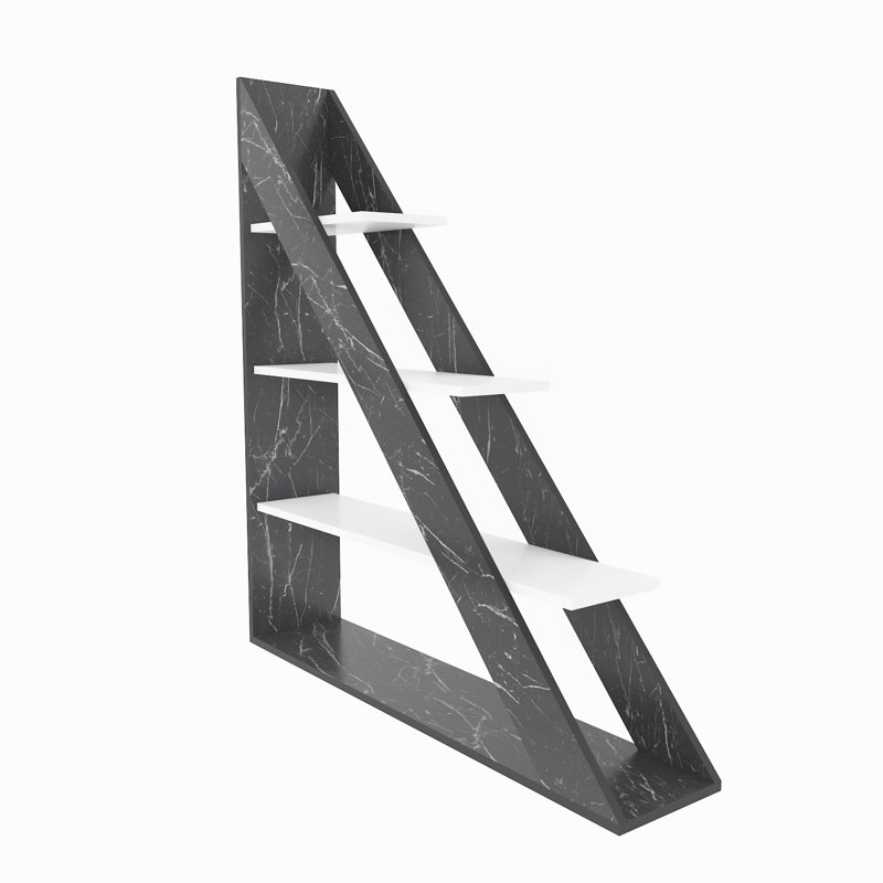 Basri Geometric Bookcase, Black Marble